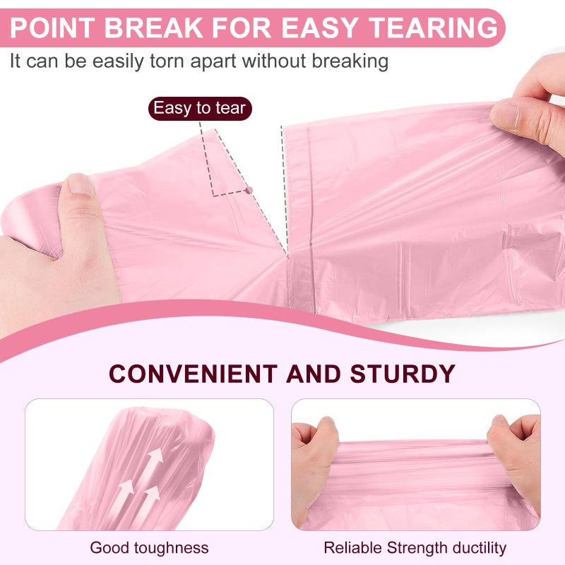 IDEMAYA 5 Rolls Small Trash Garbage Bags, 2.6 Gallon Strengthen Trash Bags, Durable Plastic Bags for Kitchen Office Home Bedroom Garden Waste Bin, Fit 10 Liter Trash-Can-Liners, 100 Count (Pink) - Image 2