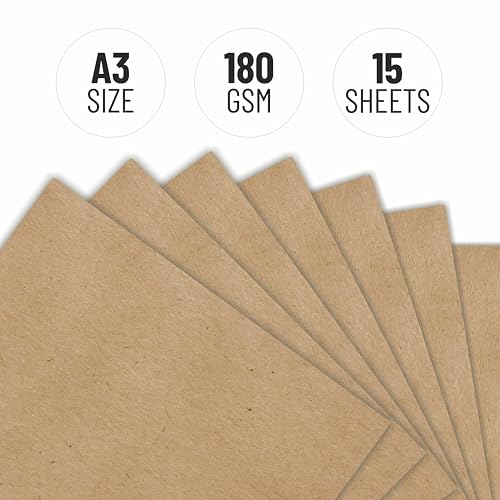 Anupam A3 Kraft Paper | Brown Colour Loose Sheets | 100% Recyclable Acid Free Sheet | 180 GSM | 15 Sheet / 30 Pages | Ideal for Pencil Drawing Doodling Sketching - Image 3