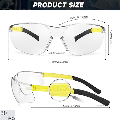 Salfboy Clear Safety Glasses for Men and Women Eye Protection Bulk Protective Eyewear ANSI Z871 ScratchResistant Lens - Image 3
