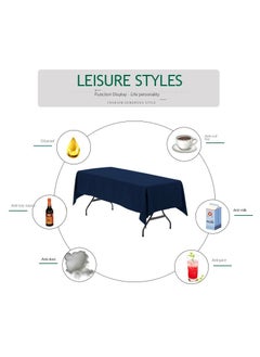 Bluejw 1-Piece Solid Pattern Table Cloth Dark Blue  - Image 2