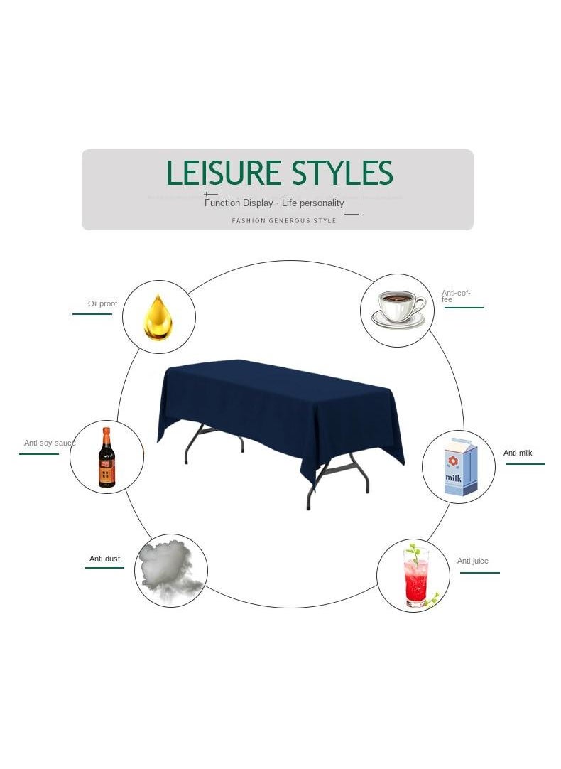 Bluejw - 1-Piece Solid Pattern Table Cloth Dark Blue - Image 1