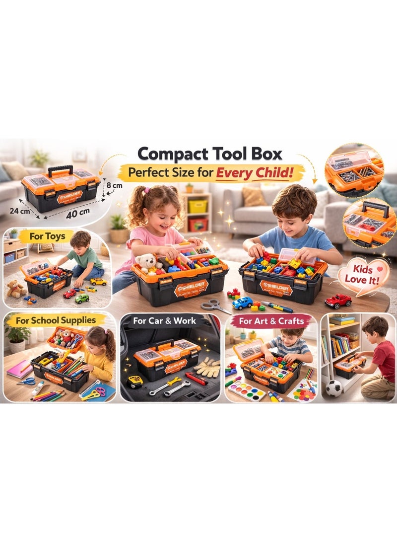 شیلدر صندوق أدوات بلاستيكي شيلدر SH-808 للخدمة الشاقة – منظم تخزين كبير بقفل معدني – صندوق عدة محمول للمنزل وورش العمل - Image 5