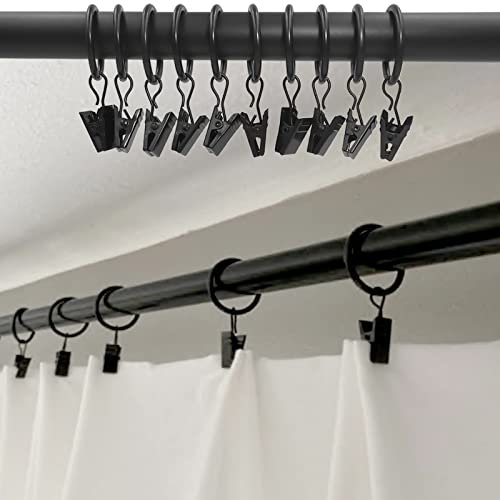 WeeksEight 44 Pack Black Curtain Rings with Clips, Curtain Hooks Hangers Clip Rings for Hanging Drapes Bows Hat, Drapery Rings 1 in I D, Fits up to 5/8 in Diameter Curtain Rod. - Image 4