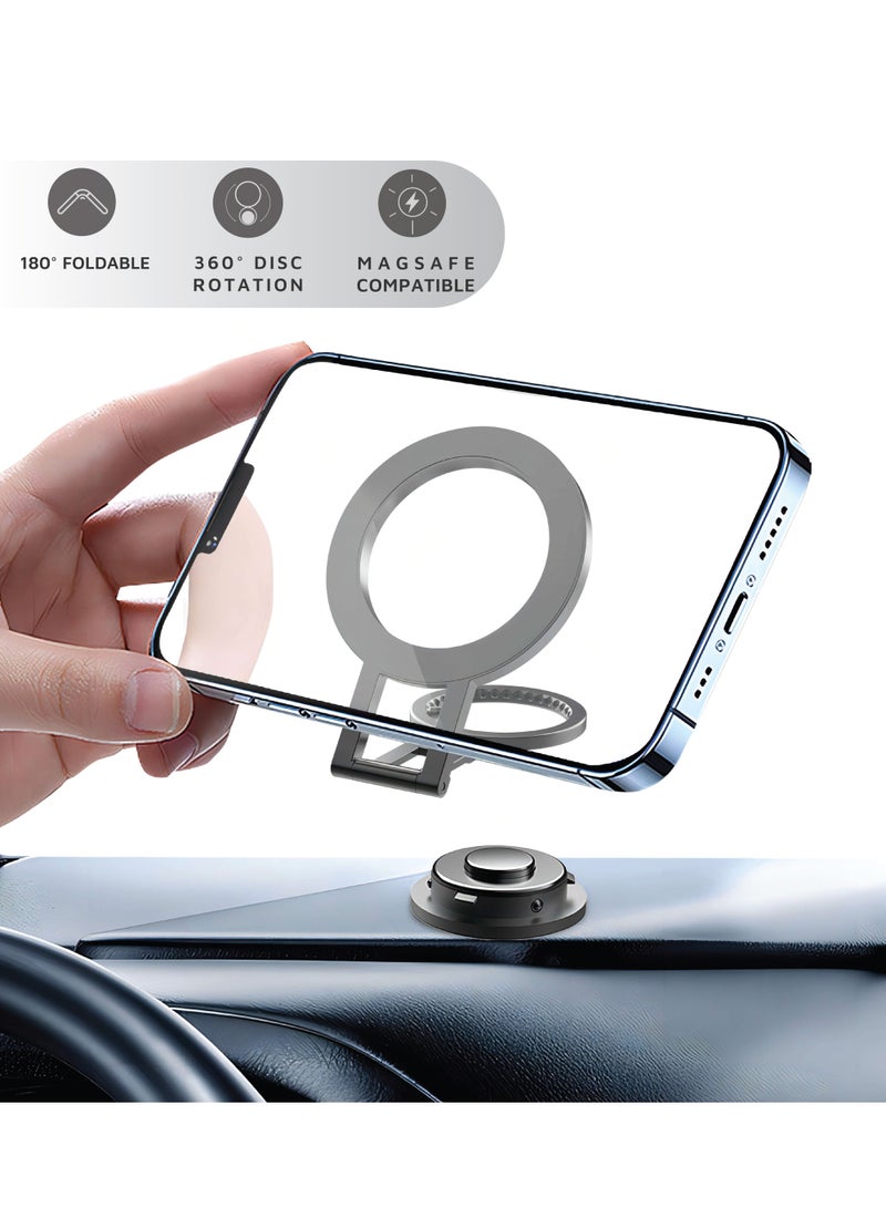 LEVELO Kaito 3 in 1 MagSafe Laptop Phone Holder / 360° Disc Rotation / Foldable Magnetic Phone Stand - Matt Black - Image 3