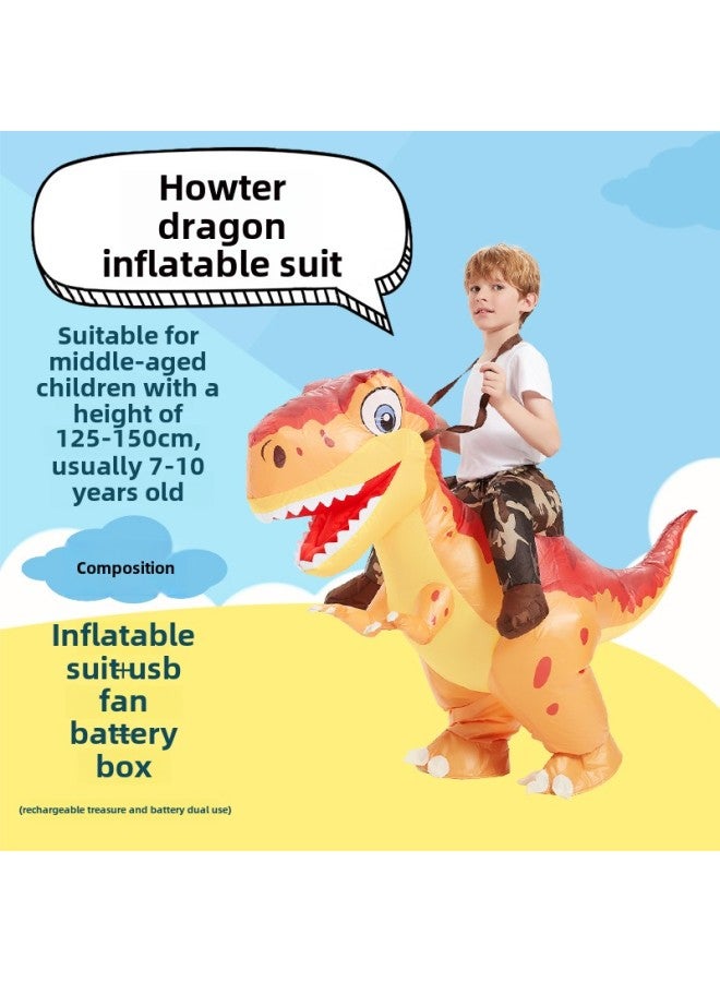 Funny Dress Funny Funny Dress Animal Mount Triceratops Dinosaur Children Inflatable Clothes Year Gift-Color:Howte Dragon—children  - Image 1