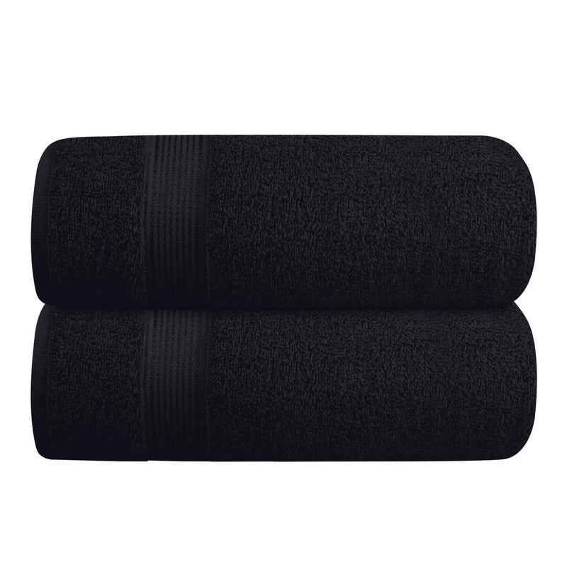 Belizzi Home Cotton 2 Pack Oversized Bath Towel Set 28x55 inches Large Bath Towels Ultra Absorbant Compact Quickdry  Lightweight Towel Ideal for Gym Travel Camp Pool  Black