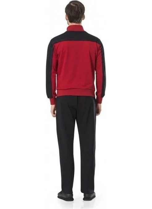 pierre cardin 7045 Long Sleeve Men's Tracksuit Set - Claret Red