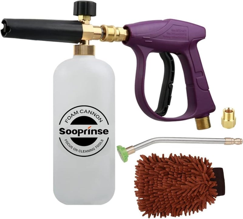 Sooprinse Foam Cannon Snow Foam Lance Nozzle Pressure Washer Jet Wash，Foam cannon lance kit with Pressure Washer Spray Gun,30 Degree Gutter Cleaner Wand with Nozzle Tip Attachment - Image 1