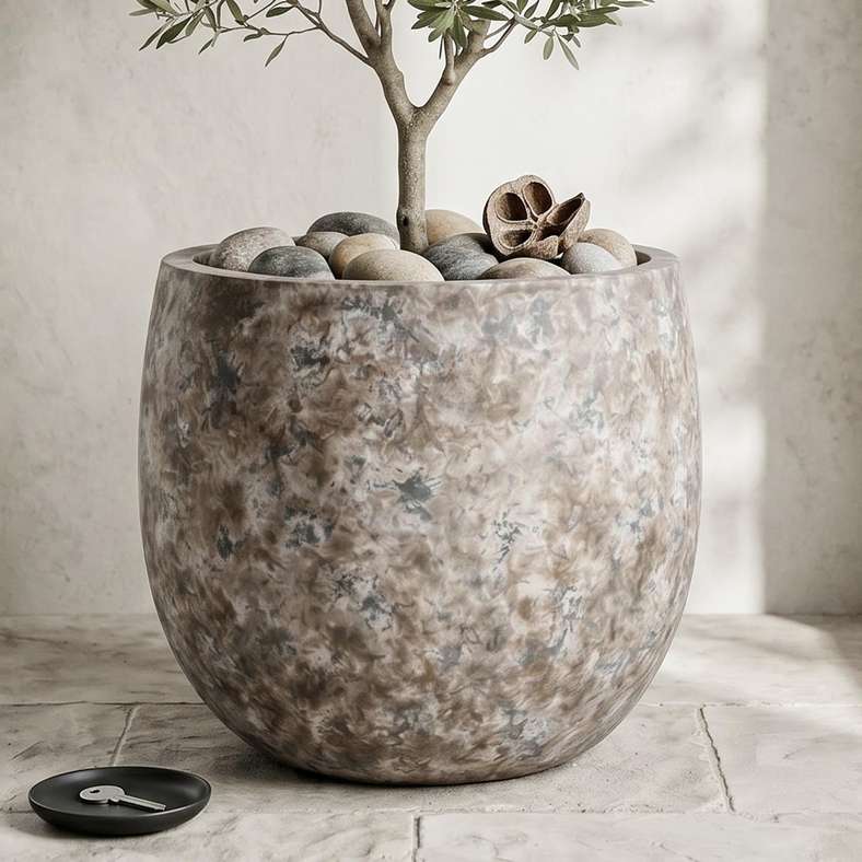 Pan Home Beverly Cement Patina U shaped Planter 41x37cm - Brown - 221AIC9905081 - Image 1