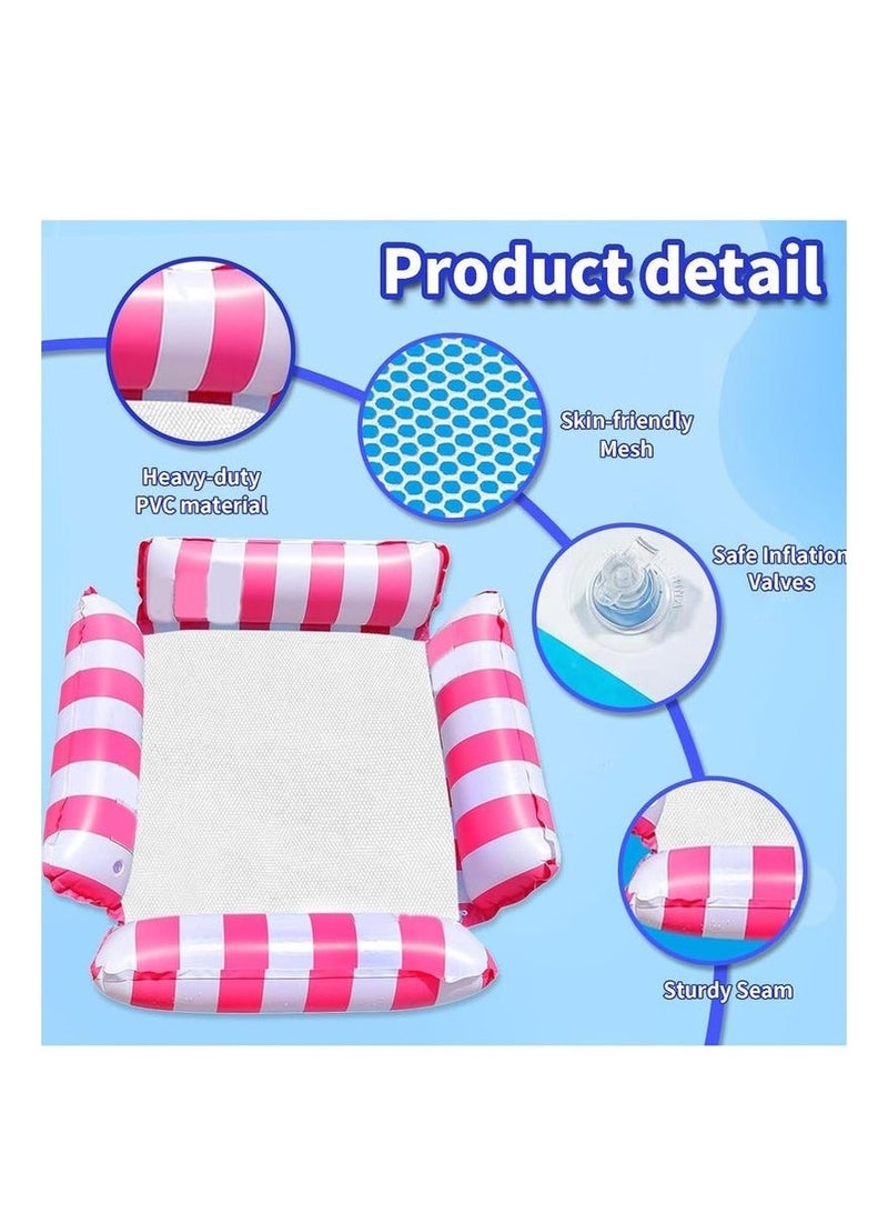 Bukela 2 Packs Swimming Pool Floats, 4-in-1 Inflatable Pool Float & Water Hammock with Air Pumps, Multi-Purpose Pool Floats for Adults(Blue,Pink)utdoor Swimming Inflatable Pool Lounger and Raft - Image 2