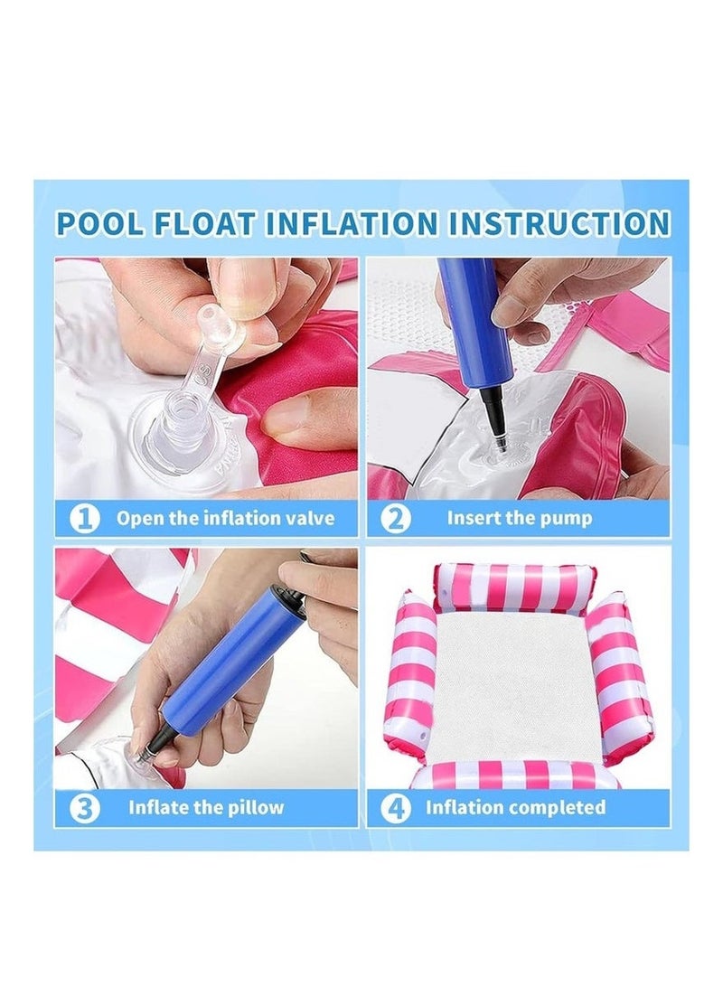 Bukela 2 Packs Swimming Pool Floats, 4-in-1 Inflatable Pool Float & Water Hammock with Air Pumps, Multi-Purpose Pool Floats for Adults(Blue,Pink)utdoor Swimming Inflatable Pool Lounger and Raft - Image 4
