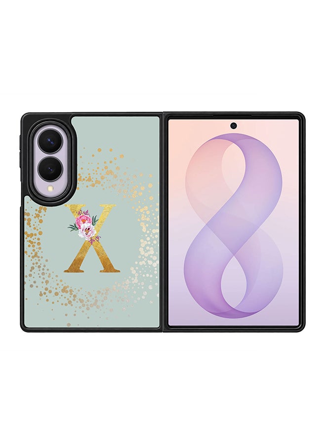 Stylizedd Rugged Case for Samsung Galaxy Z Fold8- Slim Fit Hybrid Rubber Cover Floral Monogram - X (Light Grey)