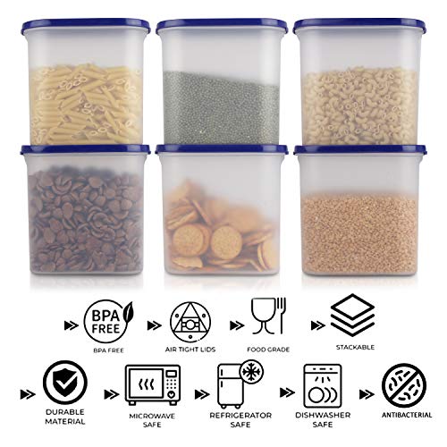 Cutting EDGE 1800ml Modular Plastic Container Set of 6, BPA-Free & Leak-Proof, Stackable & Nestable, Reusable Food Organizers For Kitchen, Pantry, Fridge & Meal Prep (Navy Blue) - Image 3