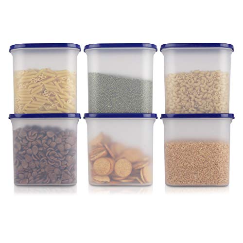 Cutting EDGE 1800ml Modular Plastic Container Set of 6, BPA-Free & Leak-Proof, Stackable & Nestable, Reusable Food Organizers For Kitchen, Pantry, Fridge & Meal Prep (Navy Blue) - Image 1