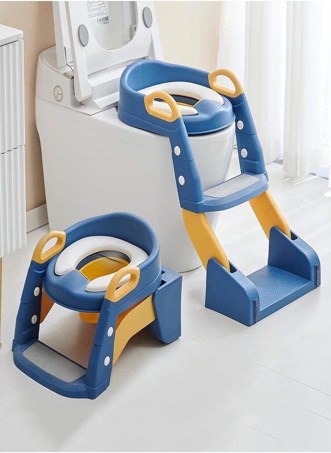 0TO1 TECH Baby Potty, 3 In 1 Children's Ladder, Training Potty with Splash Protection and Cushion, Boys and Girls Potty (Blue)  - Image 1