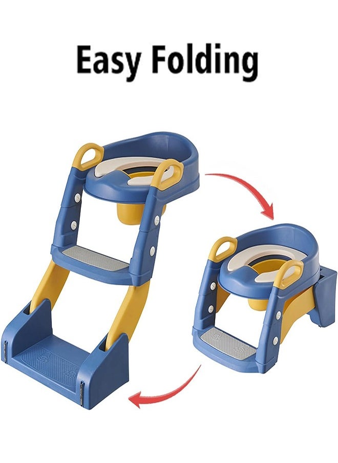 0TO1 TECH Baby Potty, 3 In 1 Children's Ladder, Training Potty with Splash Protection and Cushion, Boys and Girls Potty (Blue)  - Image 3