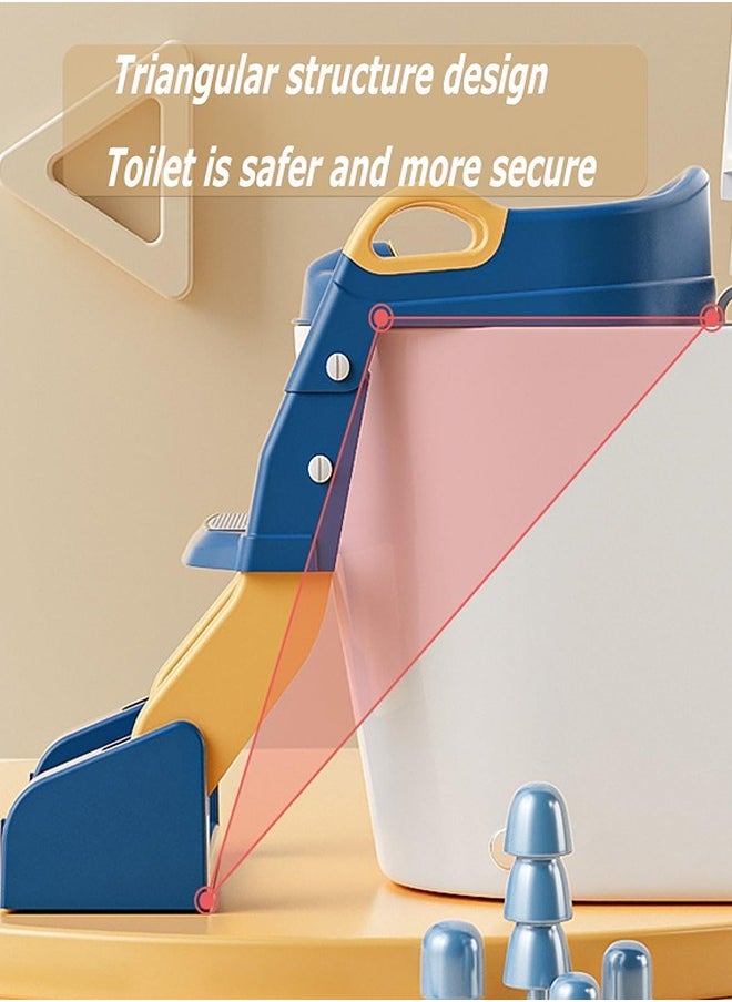 Baby Potty, 3 In 1 Children's Ladder, Training Potty with Splash Protection and Cushion, Boys and Girls Potty (Blue)
