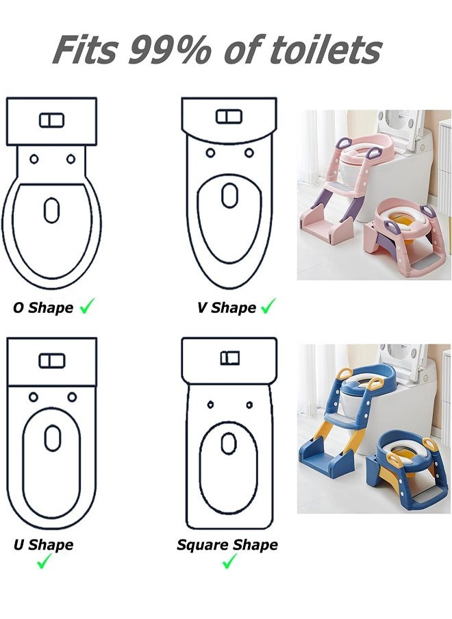 Baby Potty, 3 In 1 Children's Ladder, Training Potty with Splash Protection and Cushion, Boys and Girls Potty (Blue)