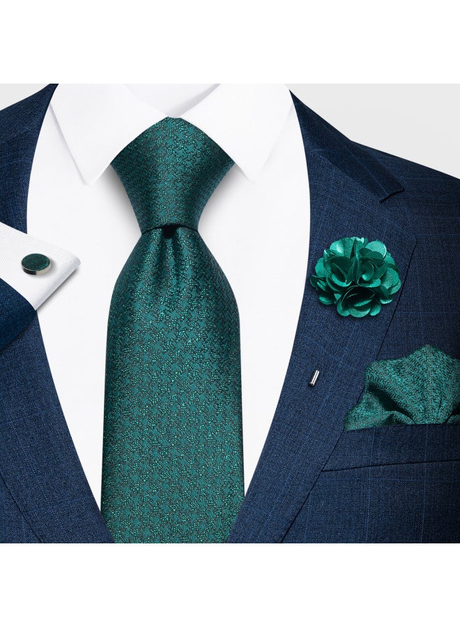 Fashion Men's Paisley Tie Suit Pocket Square Set 8cm Polyester Jacquard Business Formal Tie