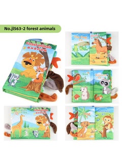 Generic Baby's Sea, Land And Air Tail Cloth Book Chinese And English Ocean Forest Flying Animal Palm Book Early Education Toys-Color:JL563-2 Forest Animals 37.4g In Chinese And English  - Image 1