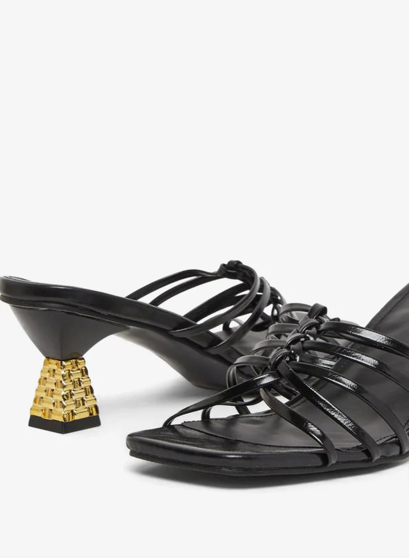 Take Two Women Black Strappy Kitten Heel Sandals
