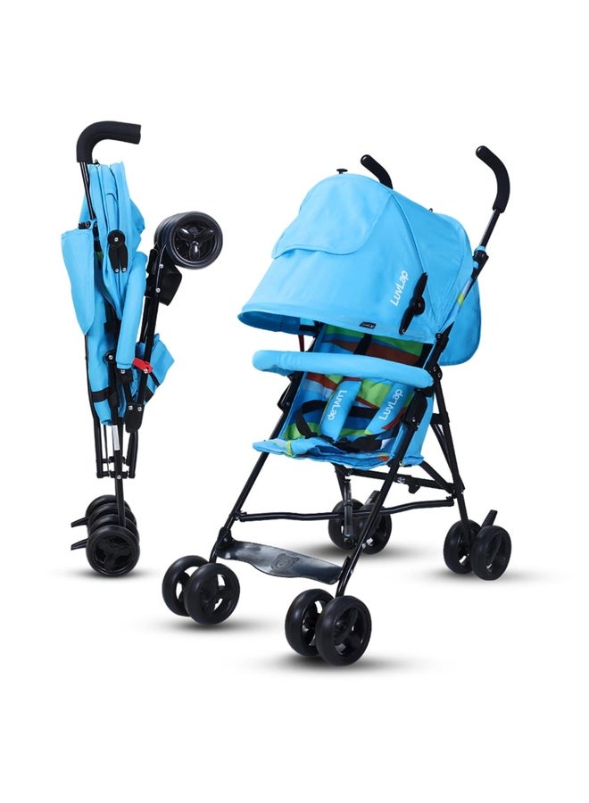 Luvlap Tutti Fruti Baby Stroller/Buggy, Lightweight, Compact & Travel Friendly Baby Pram for 6-36 Months, 5 Point Safety Harness, Adjustable seat Recline, Extendable Canopy, Upto 15Kg (Light Blue) - Image 1