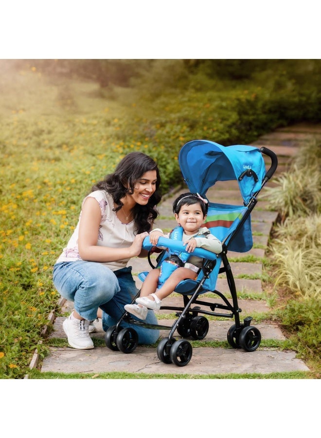 Luvlap Tutti Fruti Baby Stroller/Buggy, Lightweight, Compact & Travel Friendly Baby Pram for 6-36 Months, 5 Point Safety Harness, Adjustable seat Recline, Extendable Canopy, Upto 15Kg (Light Blue) - Image 2