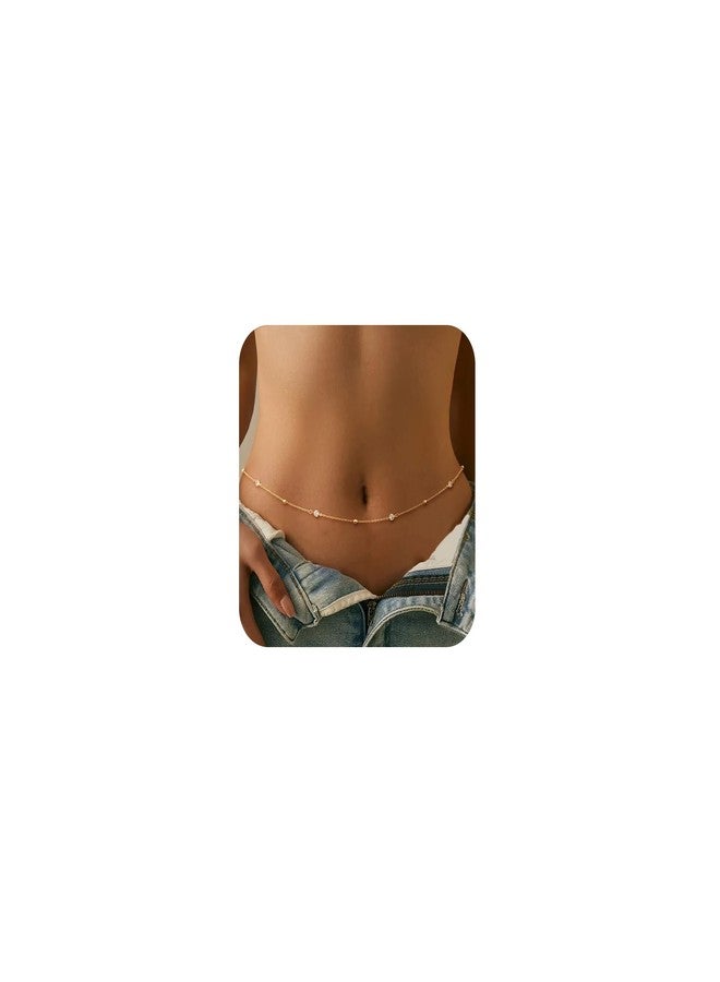CHESKY Waist Beads for Women, 14k Gold Plated Waist Chain Dainty Body Chain Gold Chain Belt for Womens Beach Belly Chain Fashion Accessories for Womens Gold Jewelry for Women Gifts, 26“+10‘Extender - Image 1