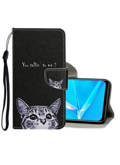 HuHa Case Cover For OPPO A12 Colored Drawing Pattern Horizontal Flip Leather Case with Holder & Card Slots & Wallet Cat 