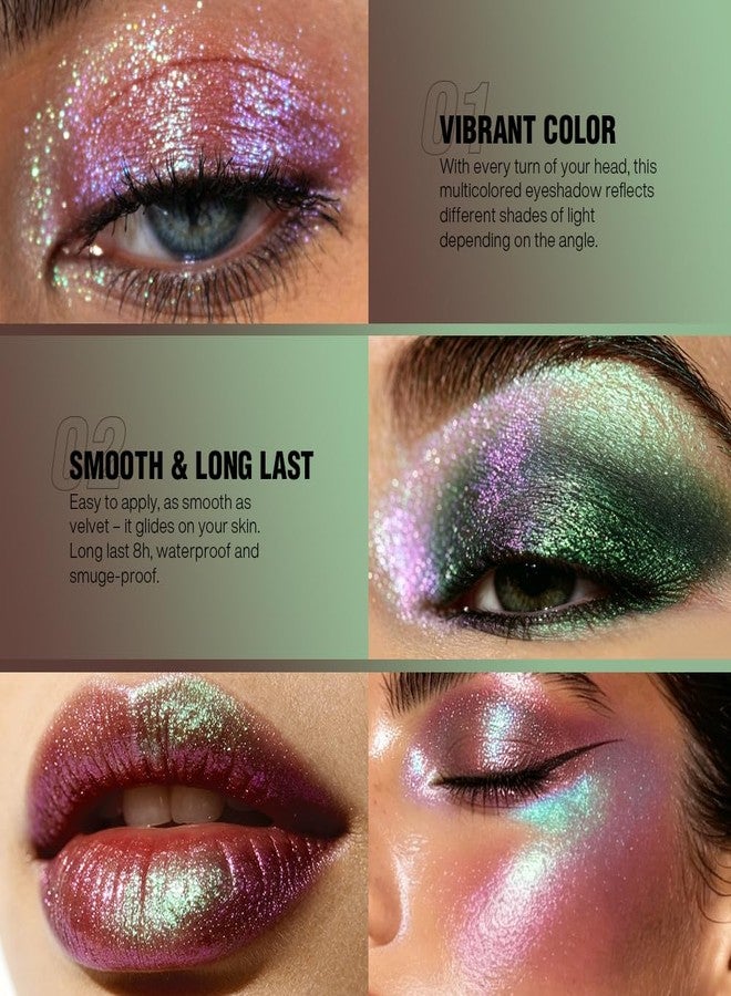 Afflano Multichrome Purple Blue Eyeshadow, Lilac Blue Pink Chameleon Shimmer Holographic Eyeshadow, Duochrome Long Lasting Metallic for Party Festival Sparkle Makeup, Buildable Eye Brightening Vegan - Image 4