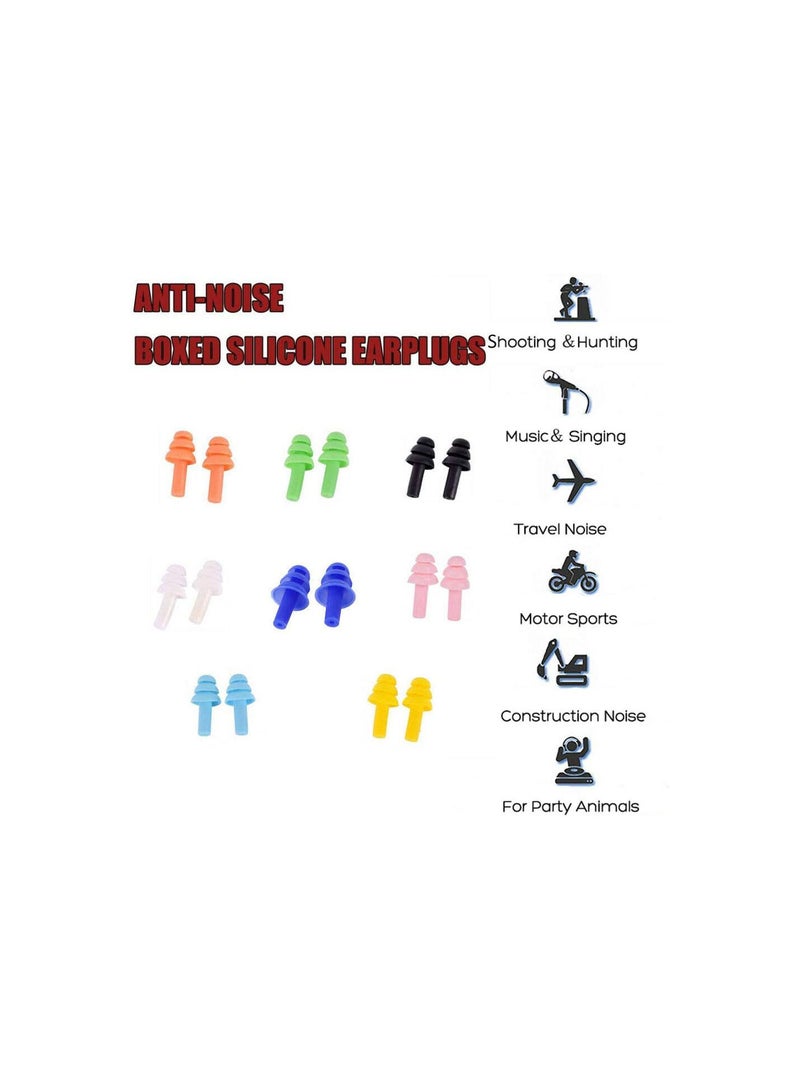 GGOOT 1/5 pcs silicone ear plugs, reusable noise proof boxes for sleep travel (8 colours).  - Image 2