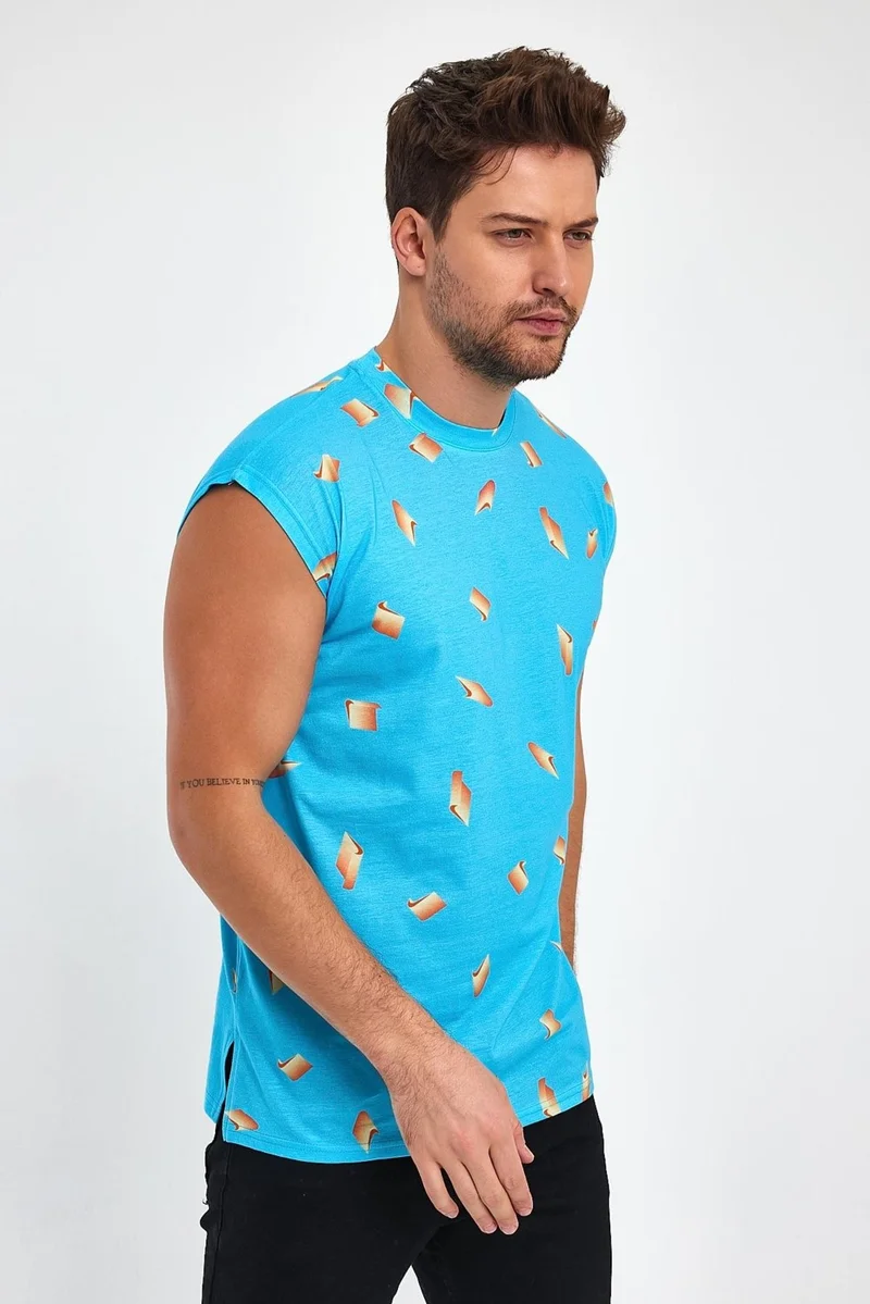 الكسندر جاردي Slit Patterned Sleeveless T-Shirt (B23-00135)