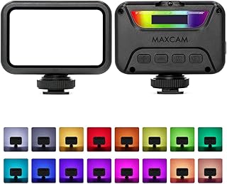 MAXCAM RGB Colorful Video Light on Camera, 0-360 Degrees Full Color, 2500K- 9000K Color Temperature Options, LED - Image 1
