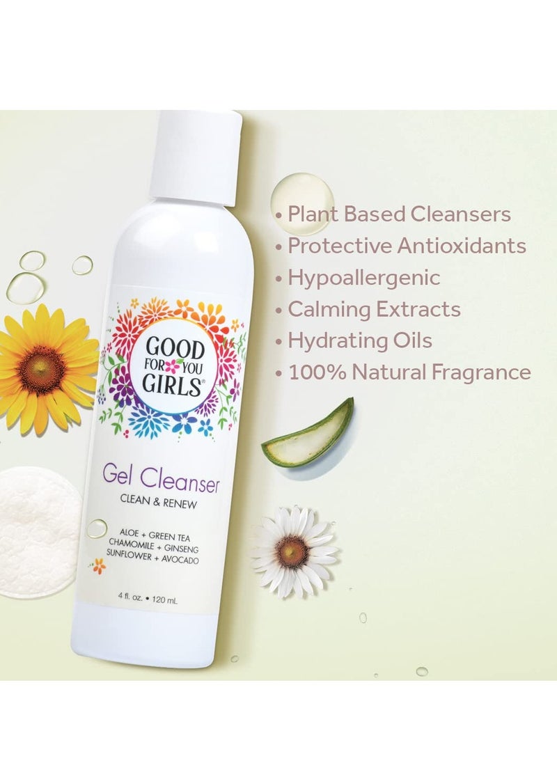 good for you girls Good For You Girls Gel Facial Cleanser, Natural with Aloe, Chamomile, Green Tea, Ginseng, Vitamin E, pH Balanced, Vegan, Gluten-Free, Kids, Preteens and Teens | 4 fl oz  - Image 2