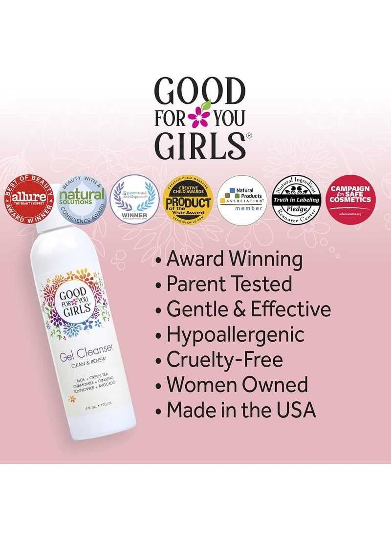 good for you girls Good For You Girls Gel Facial Cleanser, Natural with Aloe, Chamomile, Green Tea, Ginseng, Vitamin E, pH Balanced, Vegan, Gluten-Free, Kids, Preteens and Teens | 4 fl oz  - Image 4
