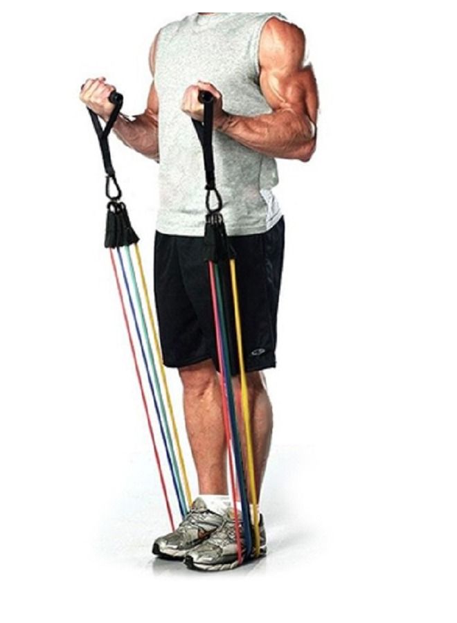 Spa Care Set 4 Rubber Exercise Tube Different Strength with 2 Handles - Image 2