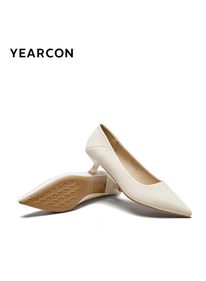 YEARCON Yierkang Women's High Heels Fashion Pointed Shallow Mouth Elegant Single Shoes 49939w Beige Size 40 - Image 4