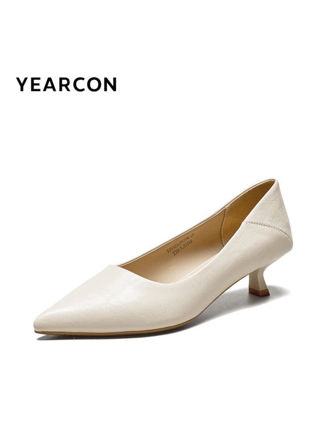 YEARCON Yierkang Women's High Heels Fashion Pointed Shallow Mouth Elegant Single Shoes 49939w Beige Size 40 - Image 3