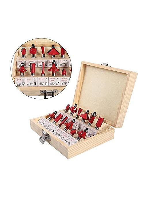 Shoppingekart Specially Designed for Woodworking Router bits for wood Carving router panel bit 12 Pieces Multi Shapes RouterTrimmer Bit Set 14 inch 12 Pcs Size 635 mmColorMulti MaterialCarbon steel  - Image 3