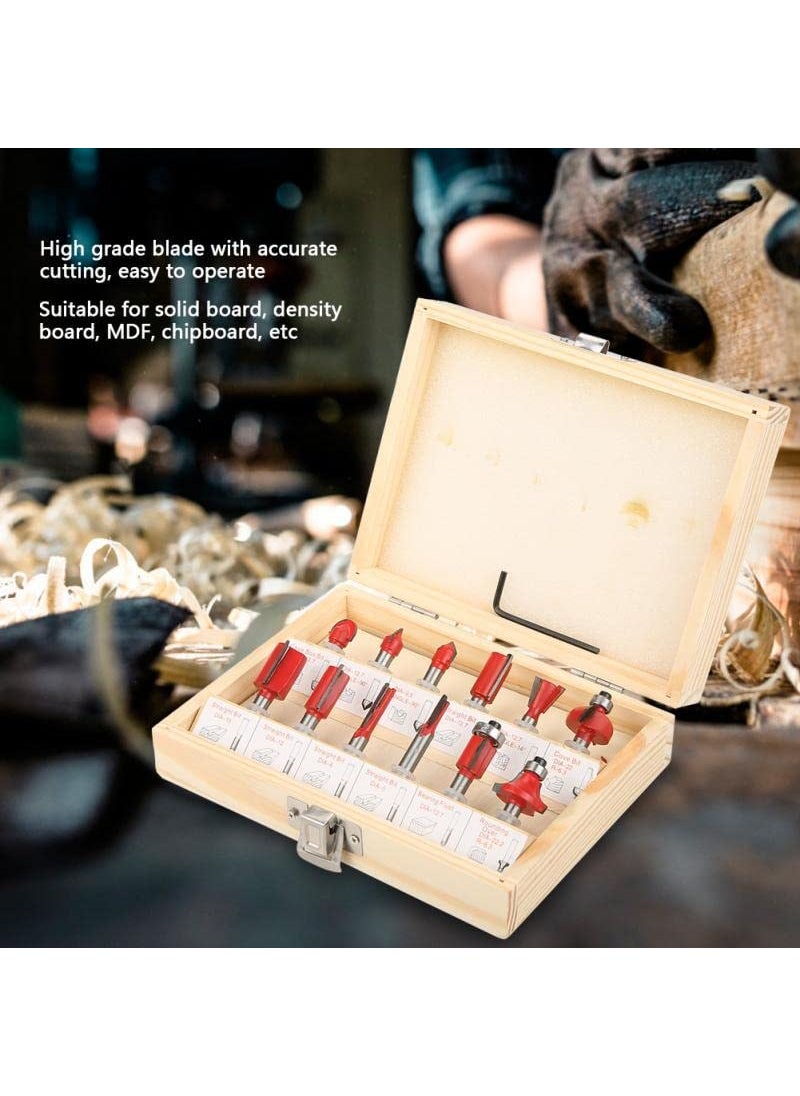 Shoppingekart Specially Designed for Woodworking Router bits for wood Carving router panel bit 12 Pieces Multi Shapes RouterTrimmer Bit Set 14 inch 12 Pcs Size 635 mmColorMulti MaterialCarbon steel  - Image 4