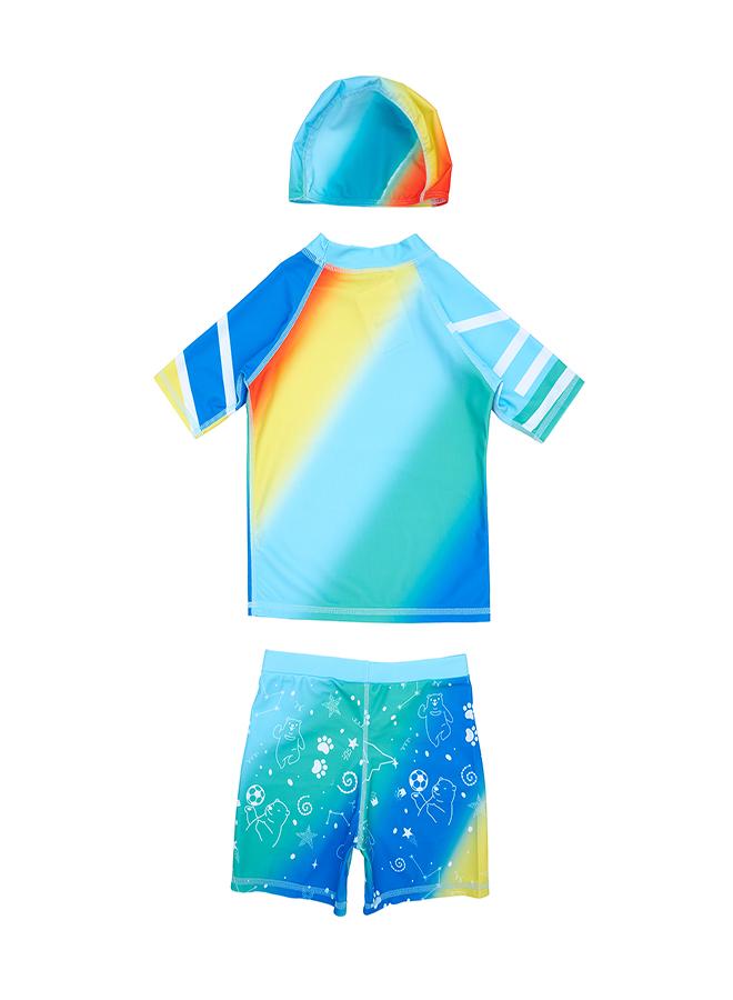 babyqlo Rainbow Gradient 3 Pc Boys Swimsuit Set - Image 2