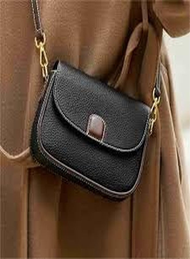 AKSUTI Women's Square Crossbody Handbag, PU Leather, Small Shoulder Purse (Black) - Image 4