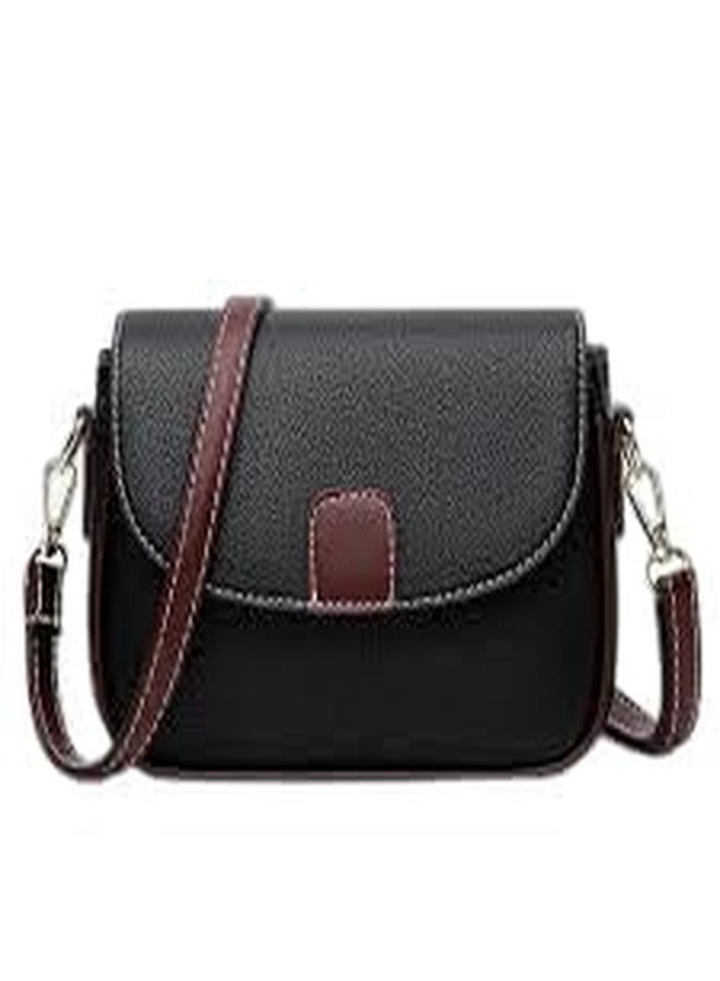 AKSUTI Women's Square Crossbody Handbag, PU Leather, Small Shoulder Purse (Black) - Image 1