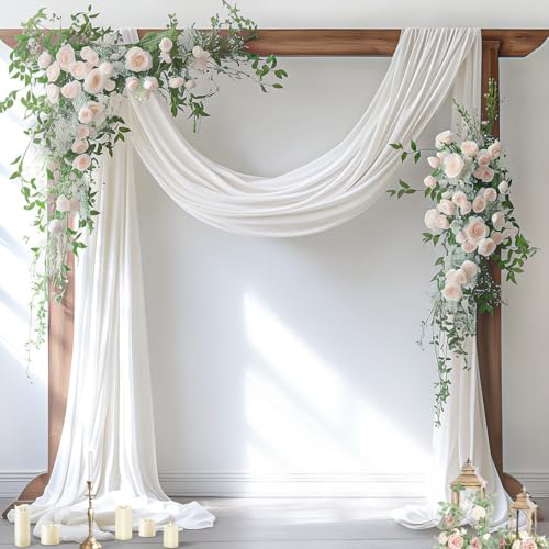 Socomi Wedding Arch Draping Fabric 1 Panel 29" x 19Ft Ivory Sheer Chiffon Curtain Drapes 6 Yards for Wedding Ceremony Birthday Party Decoration - Image 1
