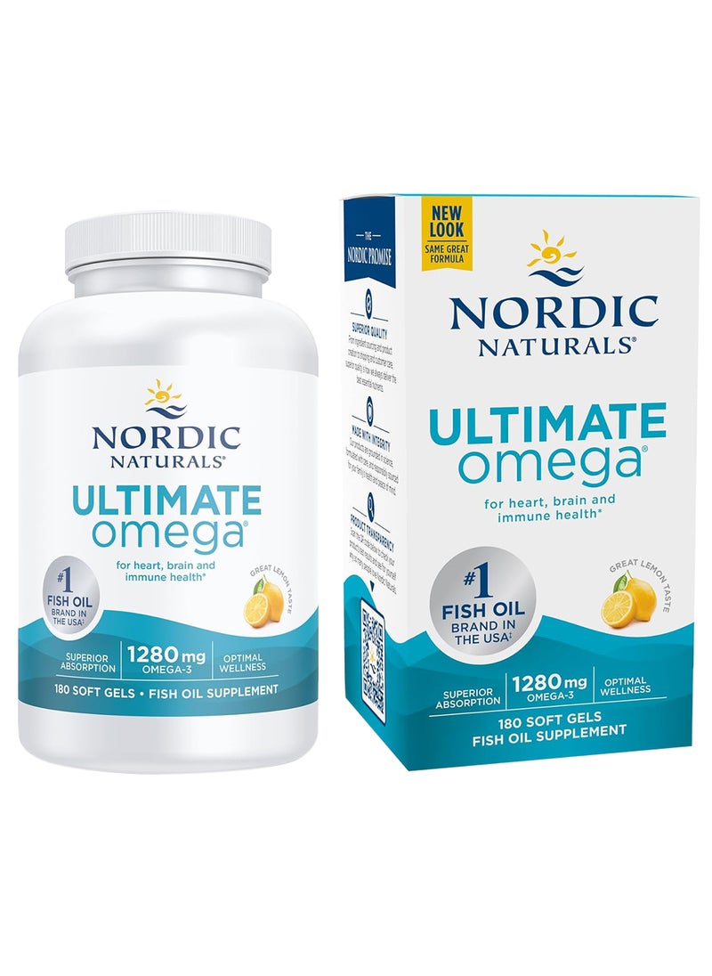 NORDIC NATURALS Ultimate Omega Support For A Healthy Heart Lemon 180 Soft Gels  - Image 1