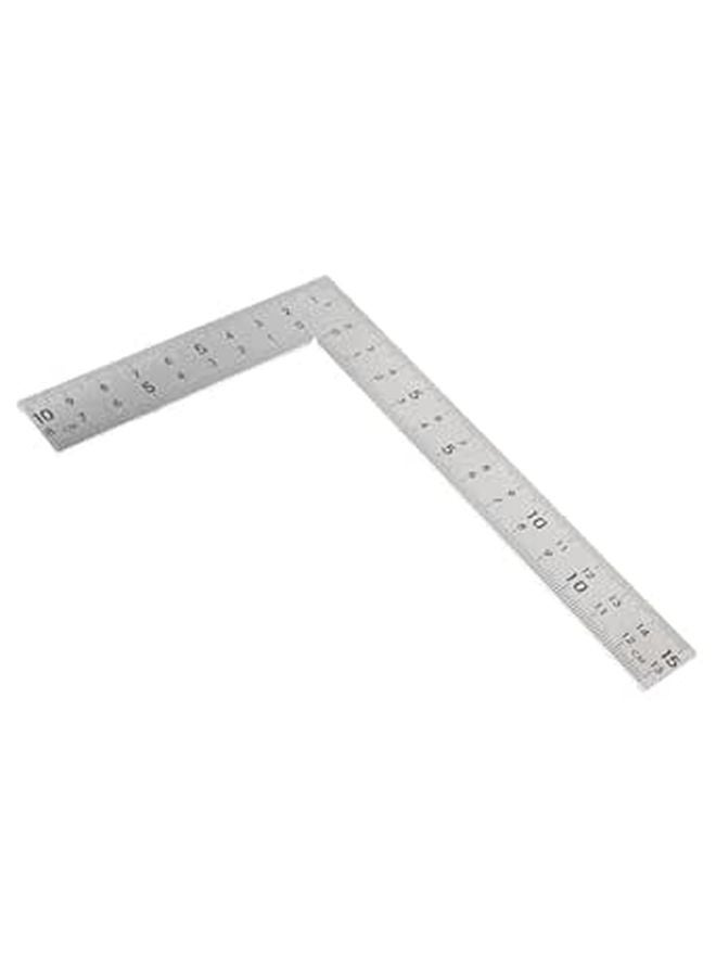 مربع الفولاذ المقاوم للصدأ 15 × 10 سم على شكل حرف L مع مسطرة مزدوجة الجوانب لأعمال النجارة - Image 1