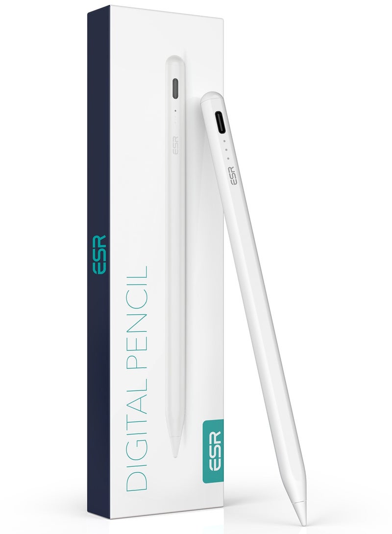 Digital Pencil White  Stylus Pen for iPad with Tilt Sensitivity, iPad Stylus Pencil for Apple iPad 9/8/7/6, iPad Pro 11, iPad Pro 12.9, iPad Mini 6/5, and iPad Air 5/4/3, Palm Rejection, Magnetic A - Image 2