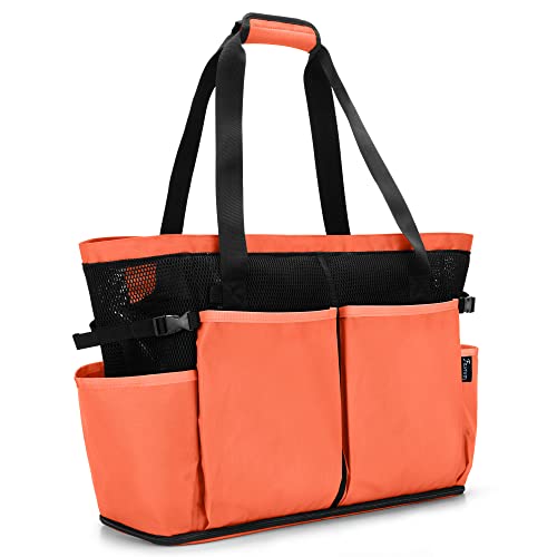 Fasrom Extra Large Mesh Beach Bag with Zipper Bottom, Oversized Tote Bag for Pool, Travel and Boating (Empty Bag Only, Patent Design), Orange - Image 1