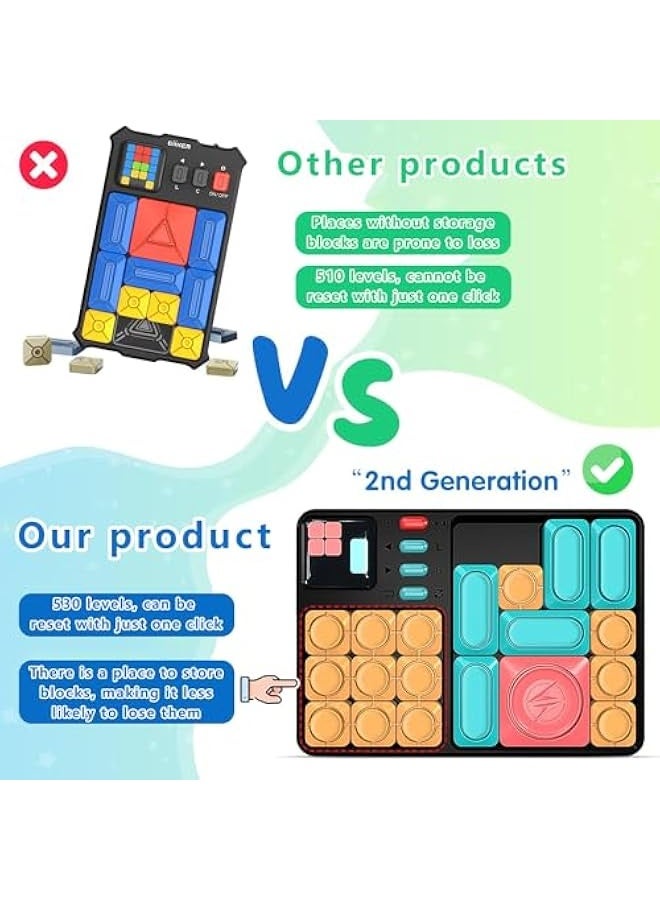Children's Huarong Road Puzzle Toys，Super Slide Puzzle Game，Puzzle Thinking Game Console，Parent-Child Interactive Game Console，530 Levels (Huarong Road Puzzle+Storage Bag)  - Image 3