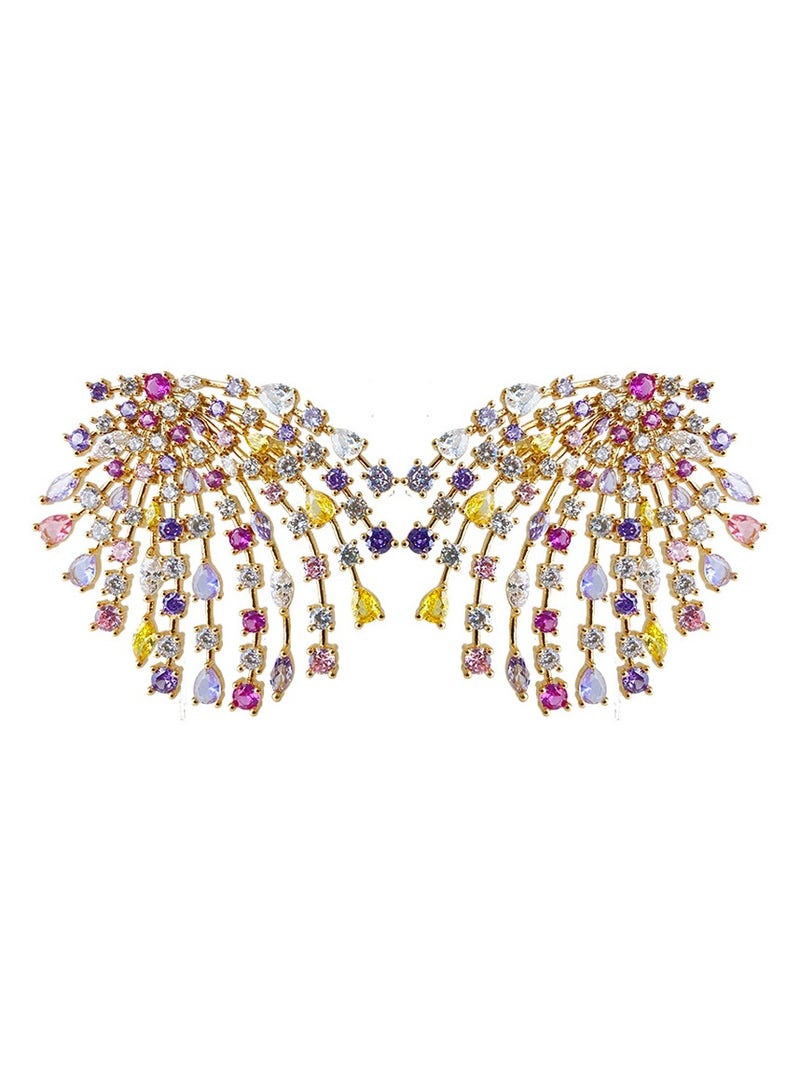 925 Sterling Silver Grade Multi-Color Zirconia Fireworks Studs Earrings for Women and Girls Fashion, Comes with a Gift Box Everyday Jewelry - Image 1